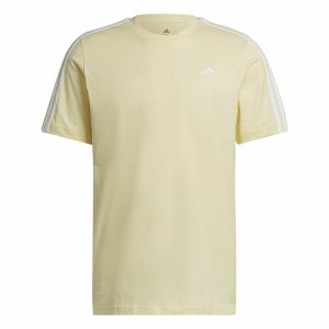 Men’s Short Sleeve T-Shirt Adidas Essentials 3 Bandas  Yellow
