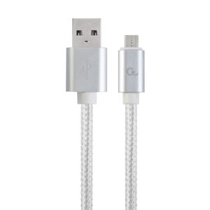USB Cable to micro USB GEMBIRD CCB-MUSB2B-AMBM-6-S White Silver 1